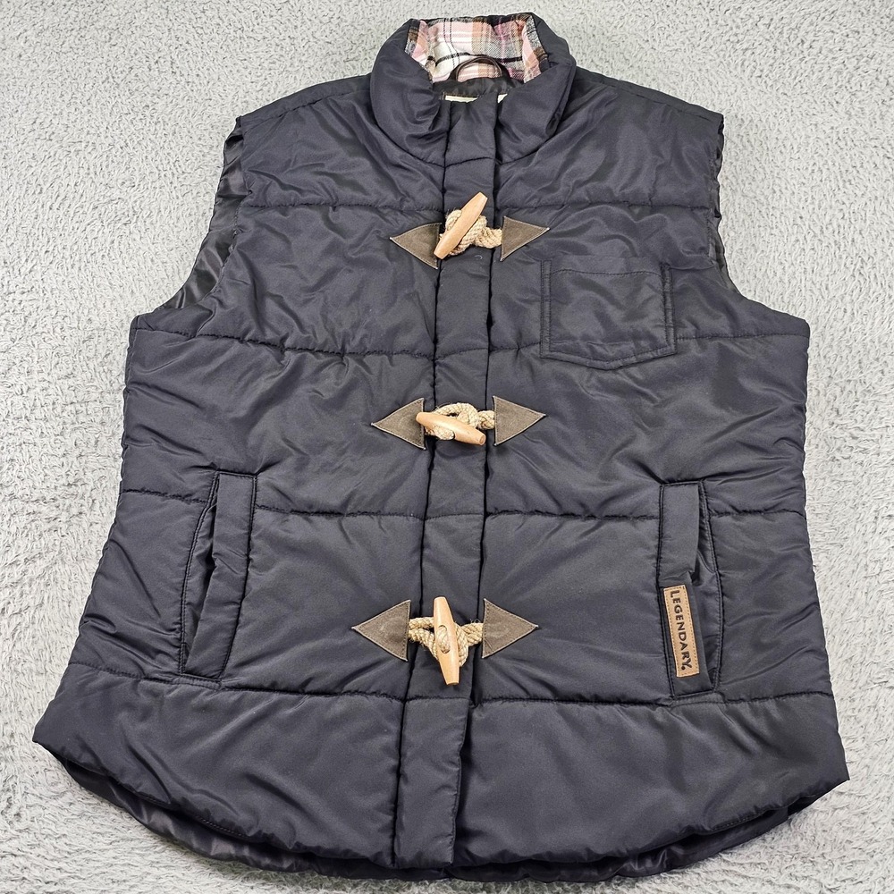 Legendary Whitetails Vest Womens Large Black Quilted Toggle Zip Puffer Insulated